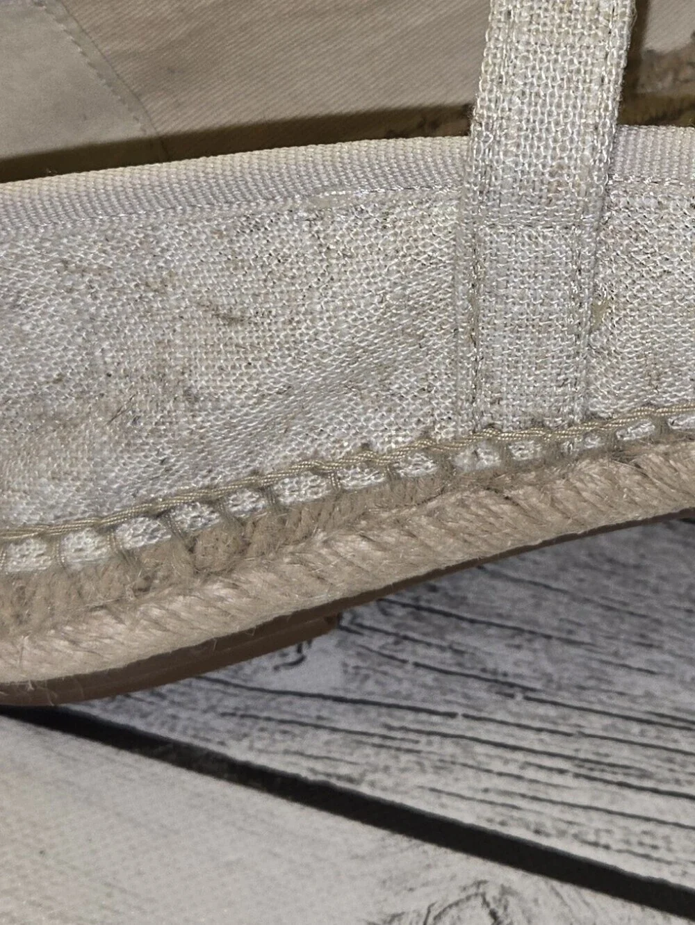 J. Crew Espadrille Mary Jane Flats 8 New Linen organic cork cotton garden
